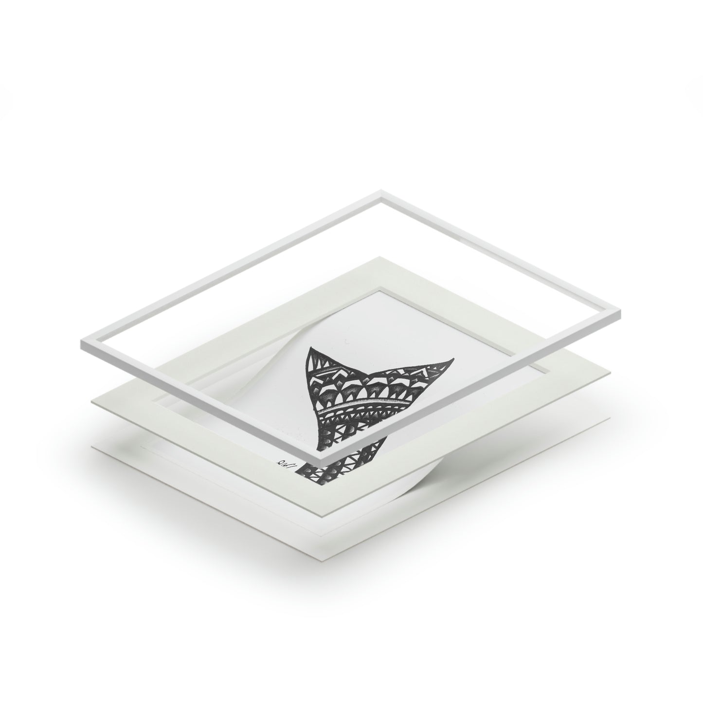 Tail-Whip Striped Bass Henna Tail Fine Art Prints (Passepartout Paper Frame)