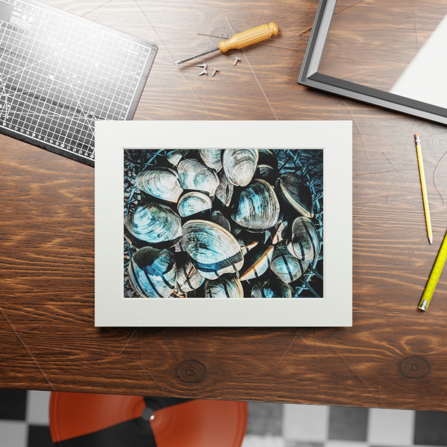Tail-Whip Quahog Peck Fine Art Prints (Passepartout Paper Frame)