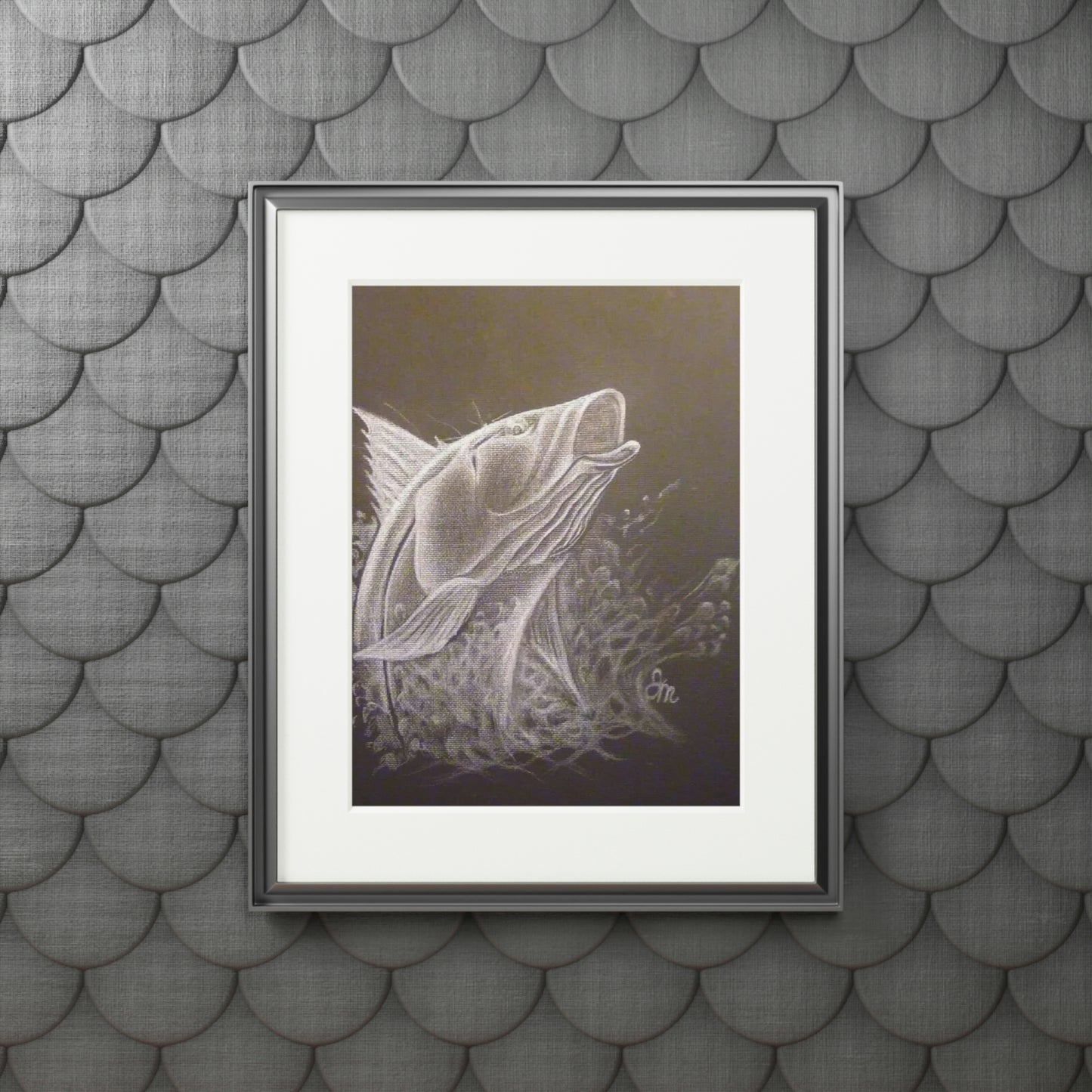 Tail-Whip Snook Attack Fine Art Prints (Passepartout Paper Frame)