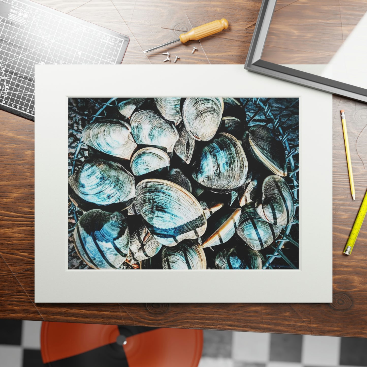 Tail-Whip Quahog Peck Fine Art Prints (Passepartout Paper Frame)