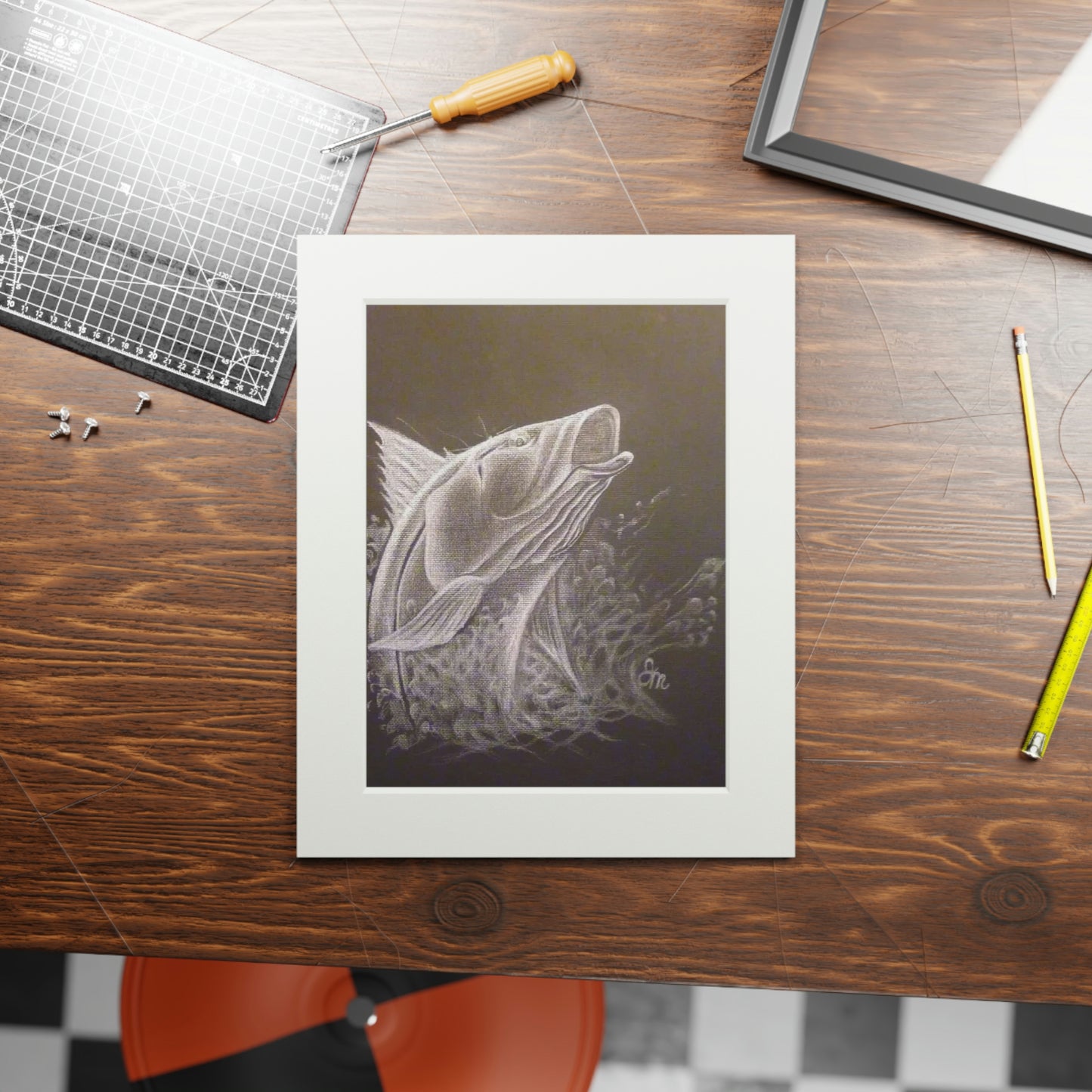 Tail-Whip Snook Attack Fine Art Prints (Passepartout Paper Frame)