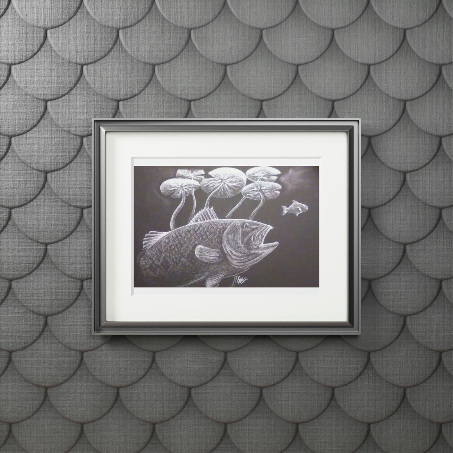 Tail-Whip Largemouth Bass Fine Art Prints (Passepartout Paper Frame)