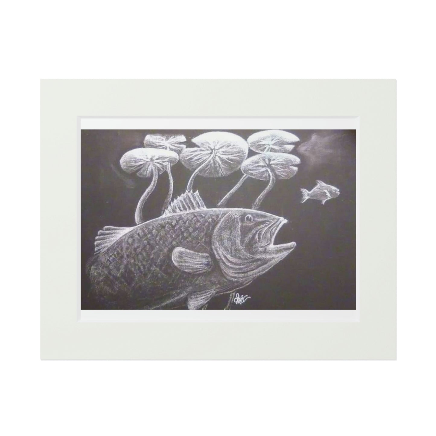Tail-Whip Largemouth Bass Fine Art Prints (Passepartout Paper Frame)