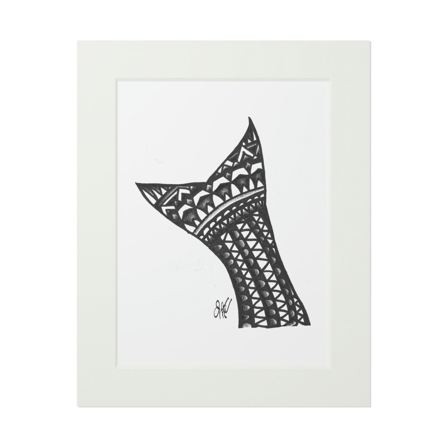 Tail-Whip Striped Bass Henna Tail Fine Art Prints (Passepartout Paper Frame)