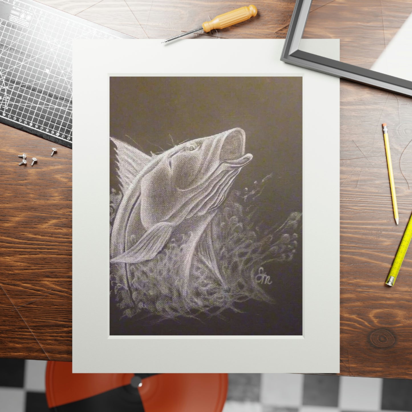Tail-Whip Snook Attack Fine Art Prints (Passepartout Paper Frame)