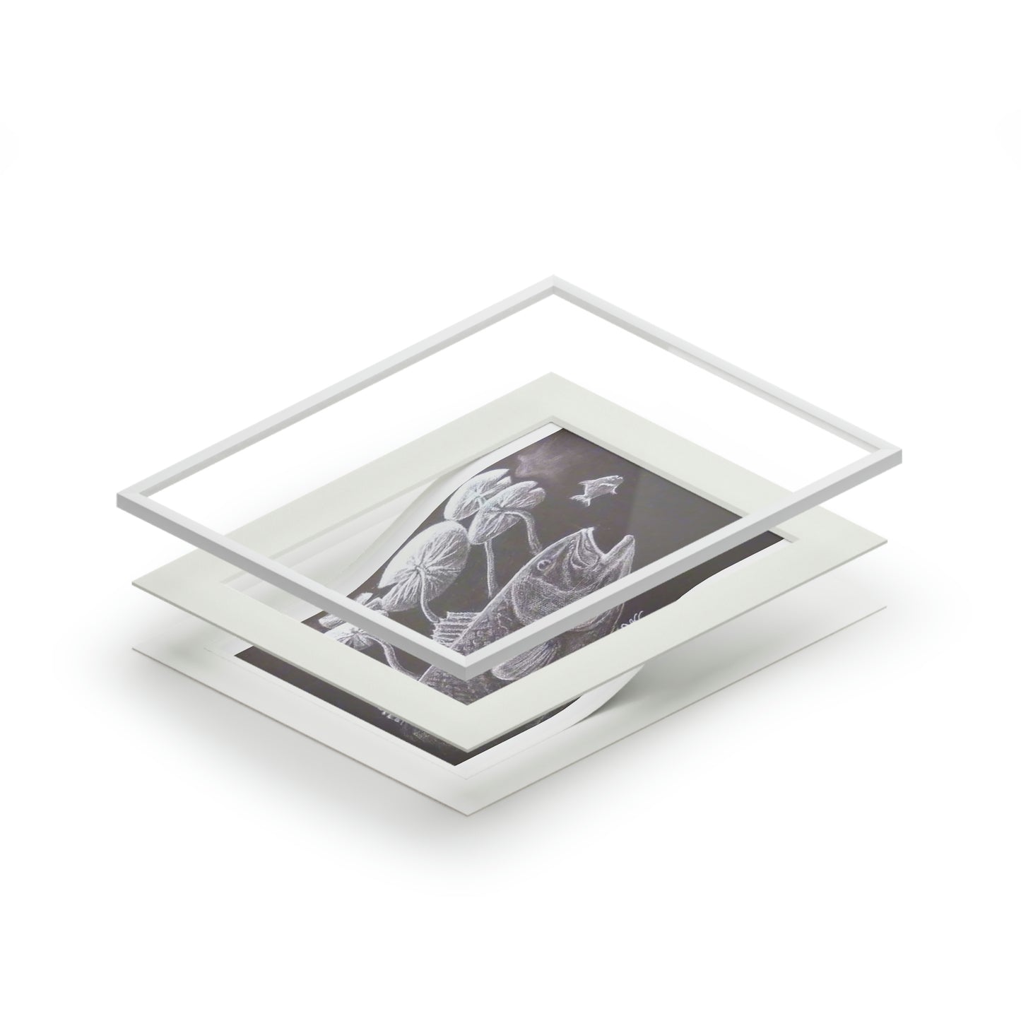 Tail-Whip Largemouth Bass Fine Art Prints (Passepartout Paper Frame)
