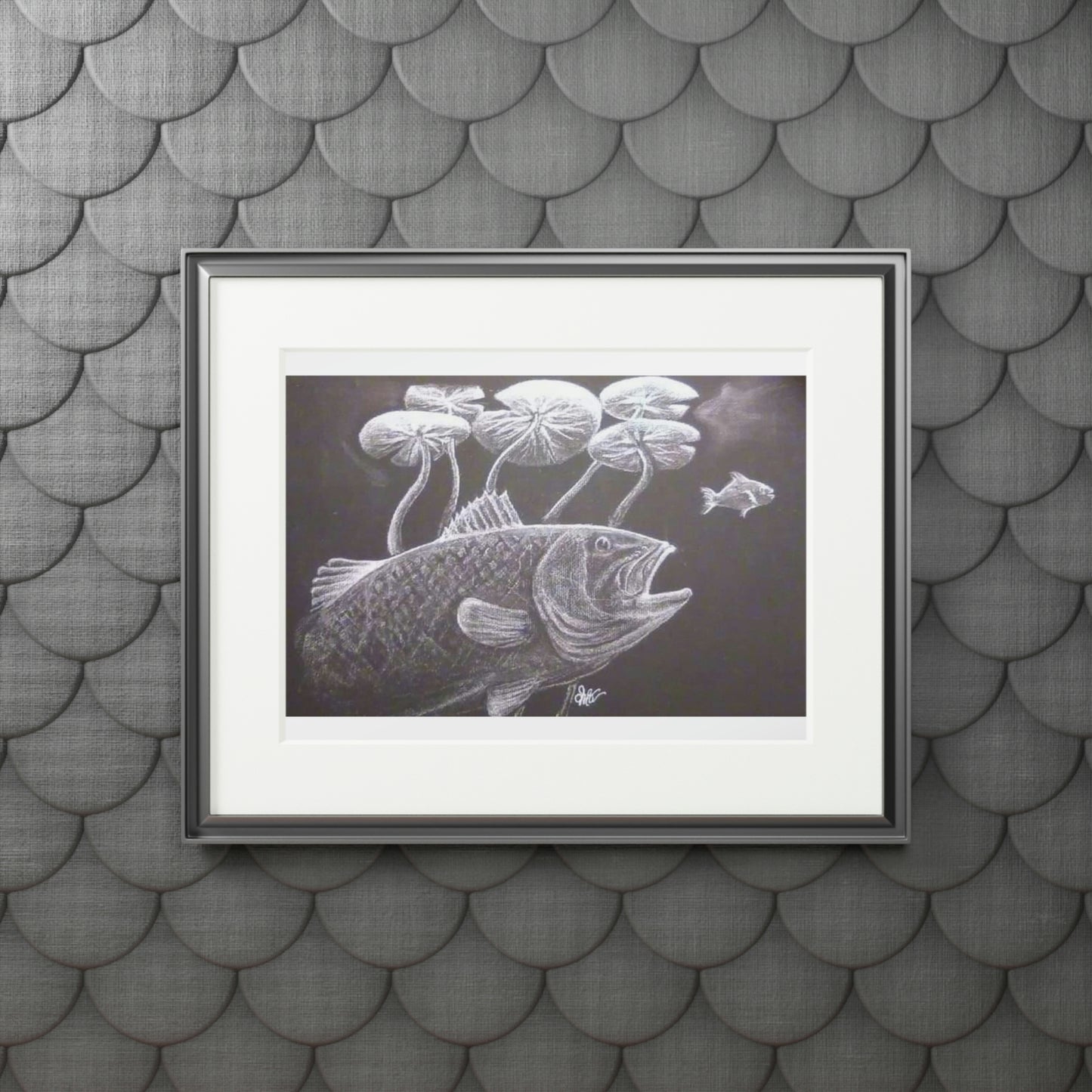 Tail-Whip Largemouth Bass Fine Art Prints (Passepartout Paper Frame)