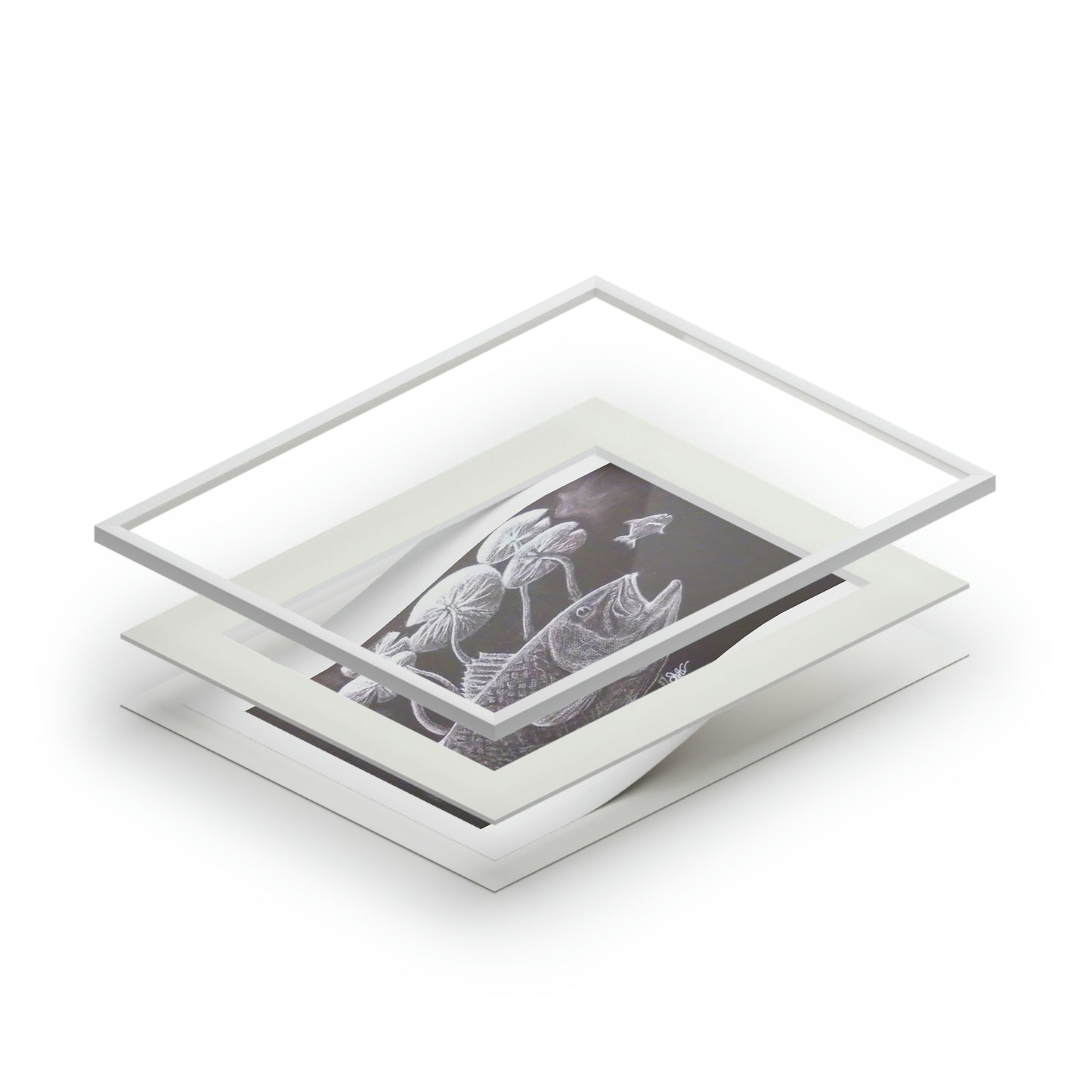 Tail-Whip Largemouth Bass Fine Art Prints (Passepartout Paper Frame)