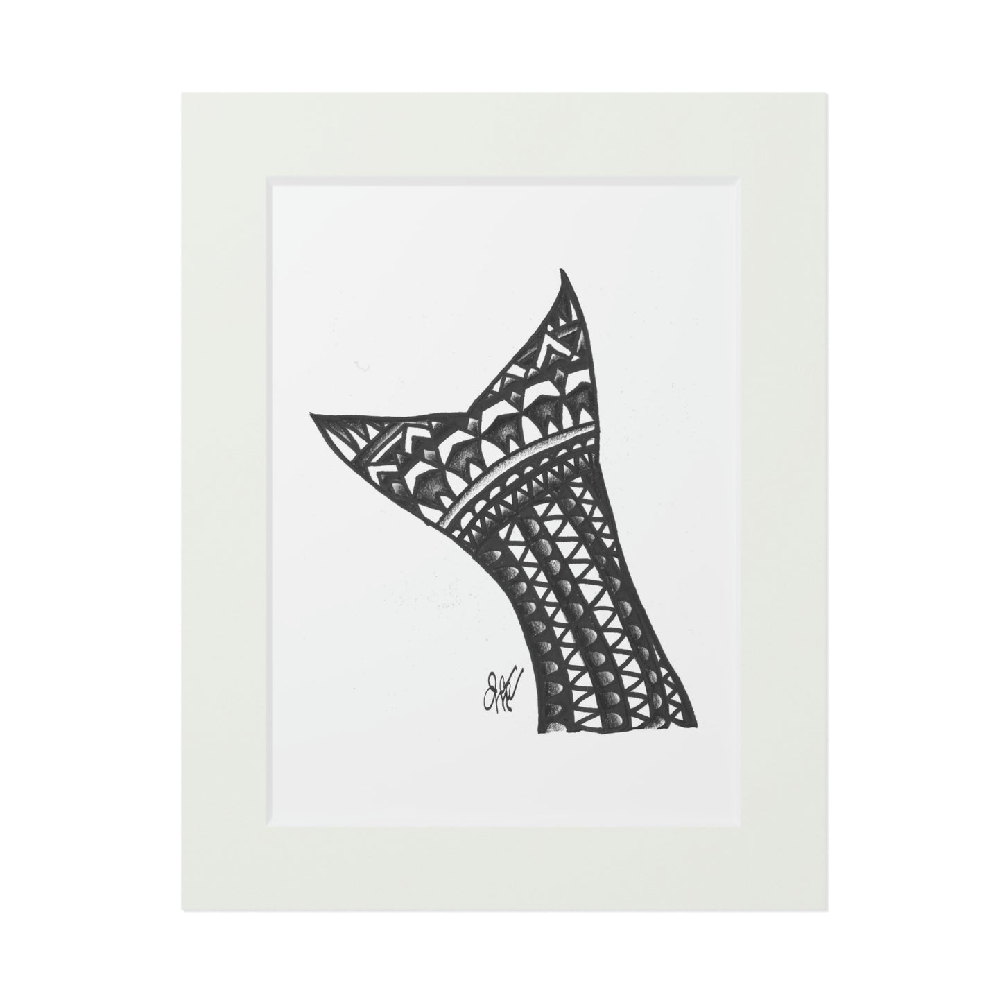 Tail-Whip Striped Bass Henna Tail Fine Art Prints (Passepartout Paper Frame)